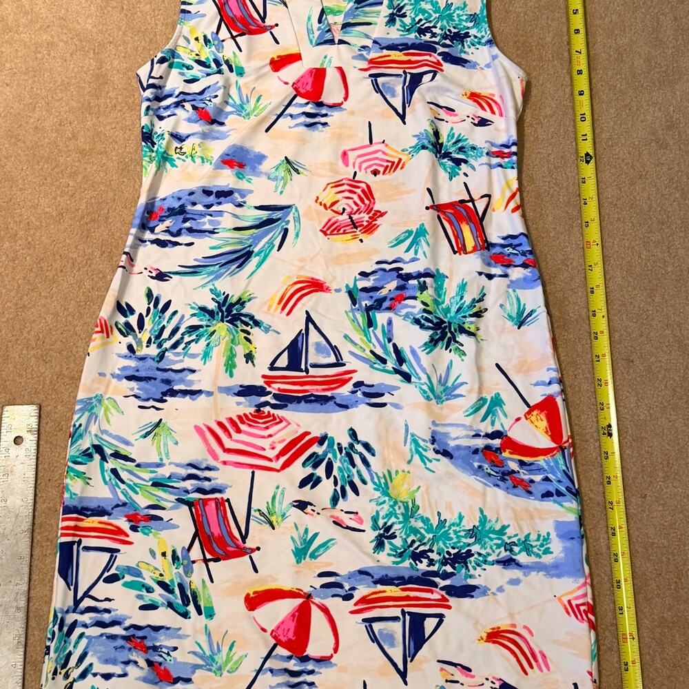 Aryeh Women's Size M Sleeveless Beach Scenic Sailboat Shift Dress Coastal Casual